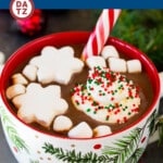This Christmas hot chocolate is extra creamy homemade hot cocoa made with three types of chocolate.