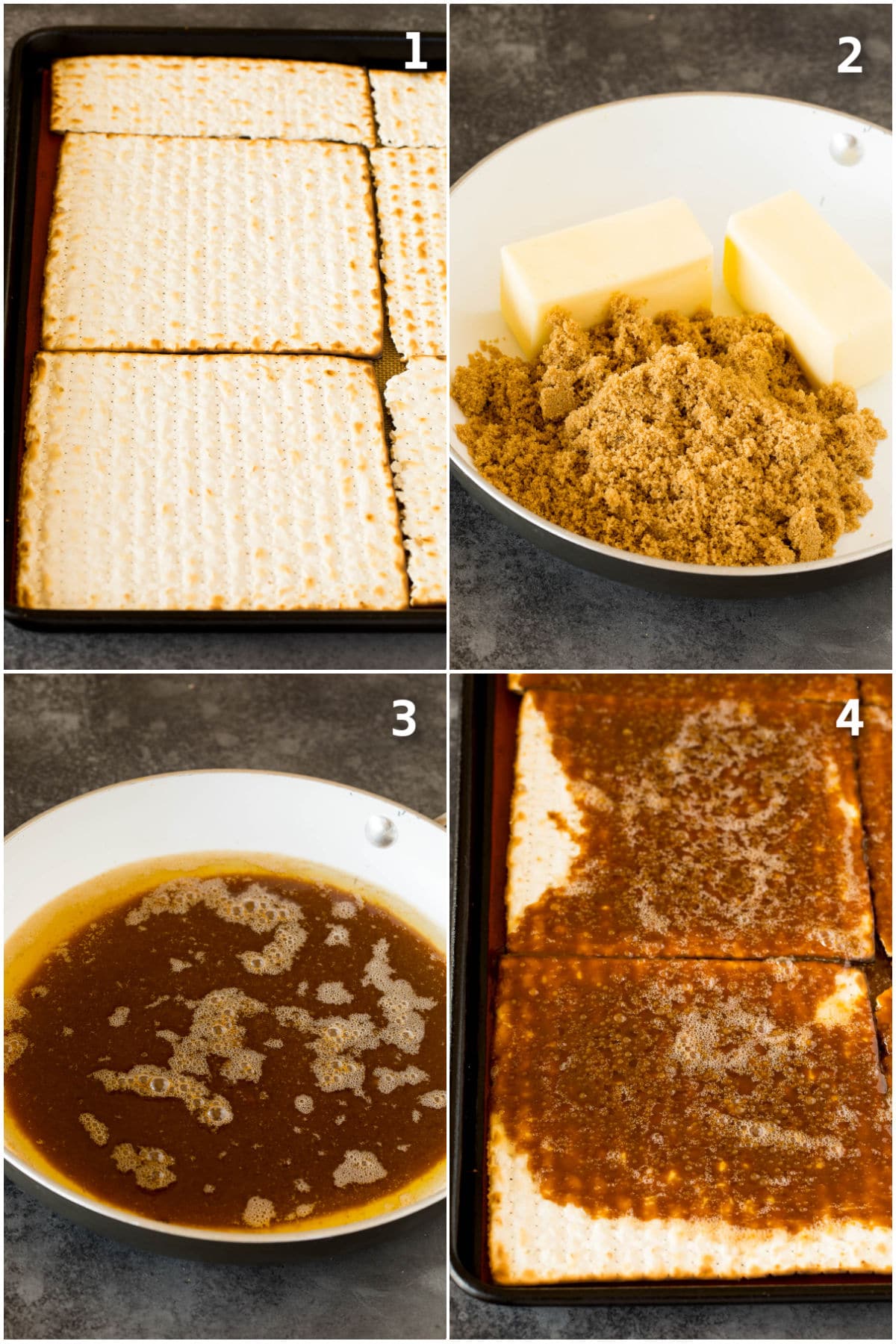 Sheets of crackers with brown sugar toffee on top.