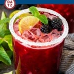 This blackberry margarita recipe is a blend of fresh blackberries, lime juice, agave, tequila and triple sec.