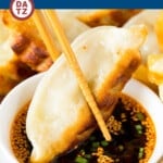 This dumpling sauce is a blend of soy sauce, rice vinegar, sesame oil, herbs and seasonings.