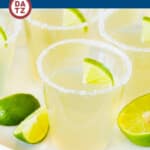 These margarita Jello shots are flavored with lime, tequila and triple sec, then topped with fresh lime slices, sugar and salt.