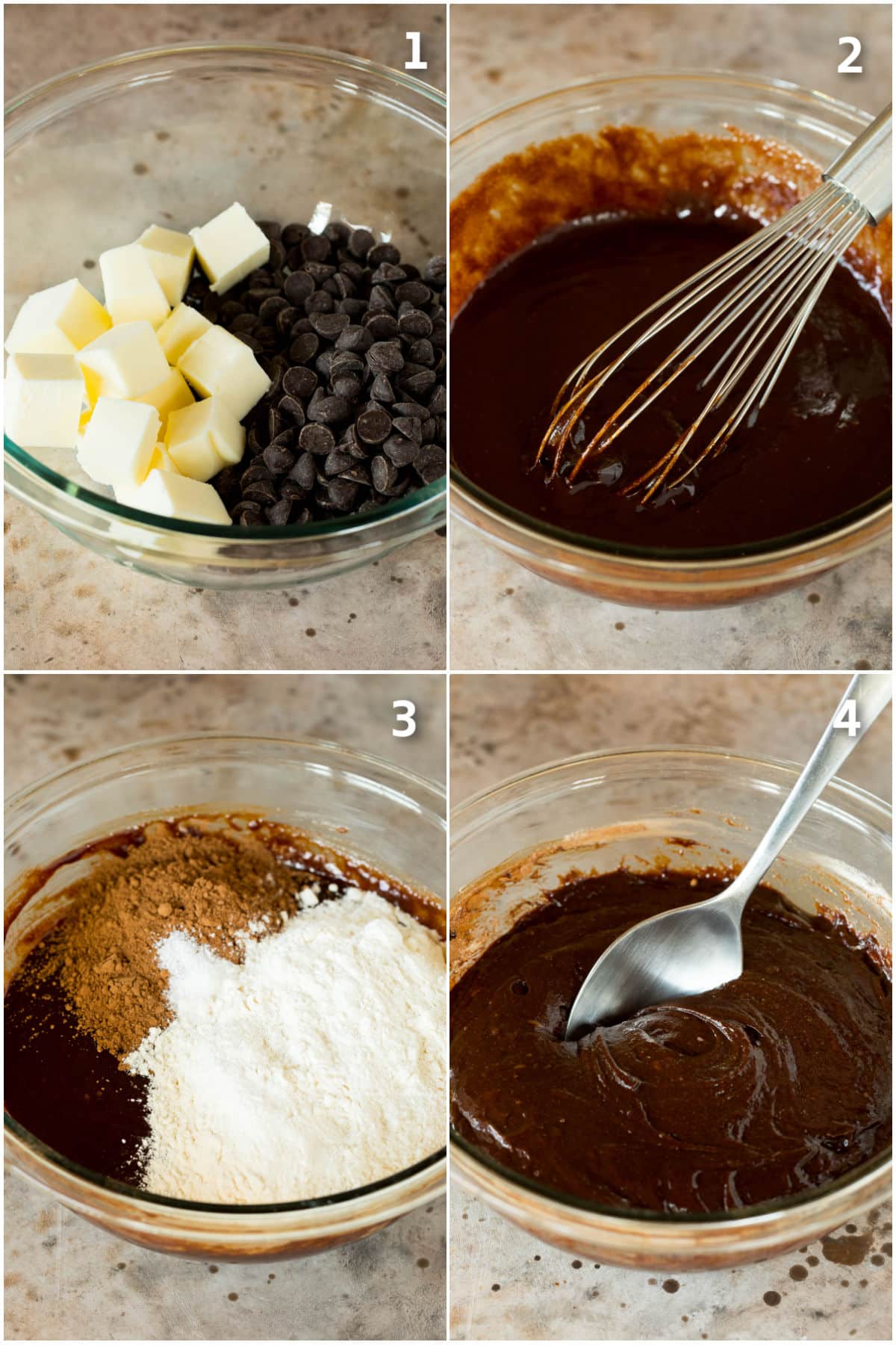 Chocolate and butter melted and whisked together.