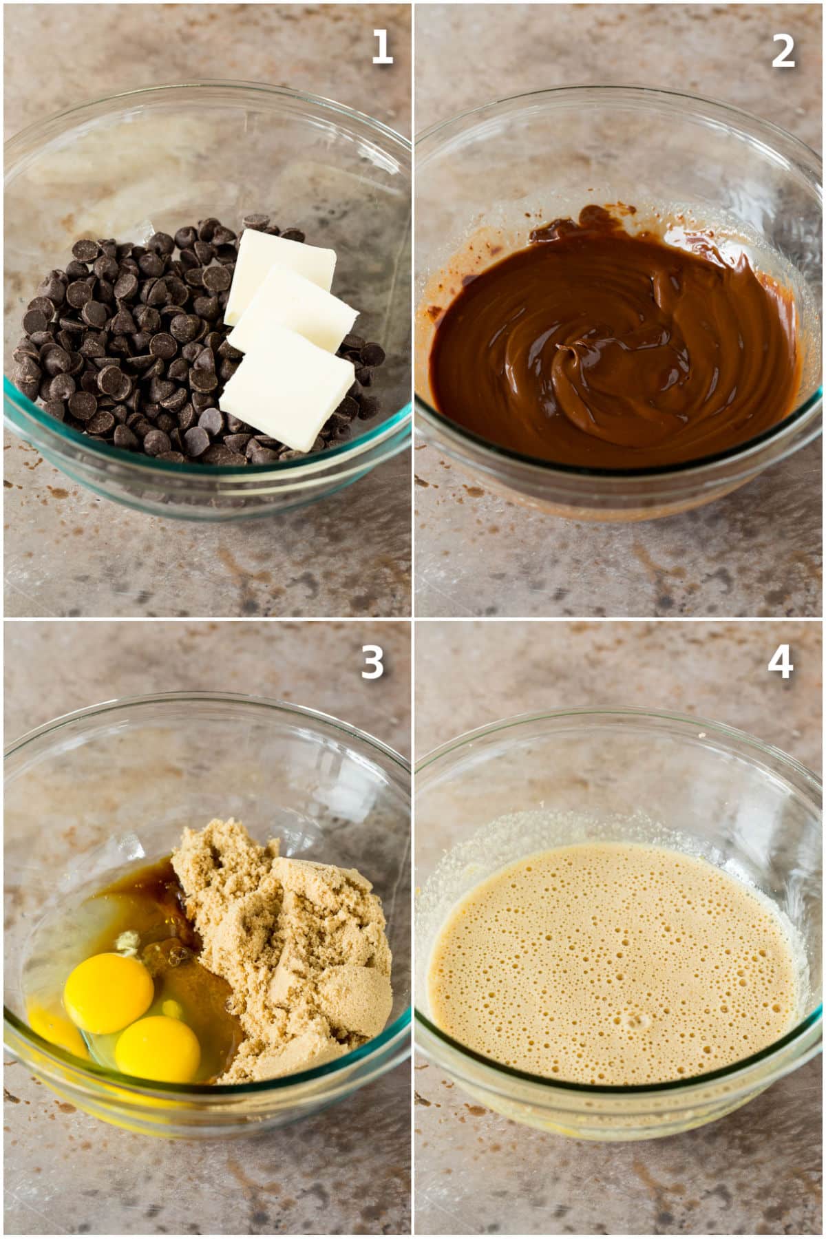 Chocolate cookie batter being prepared.