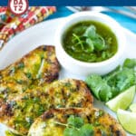 This recipe for cilantro lime chicken is marinated grilled chicken that's topped with a zesty cilantro lime sauce.